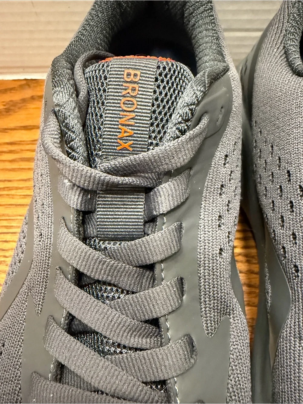 Bronx Men's Knit Athletic Sneakers - Gray with Orange Accents Wide Toe Box 42/10